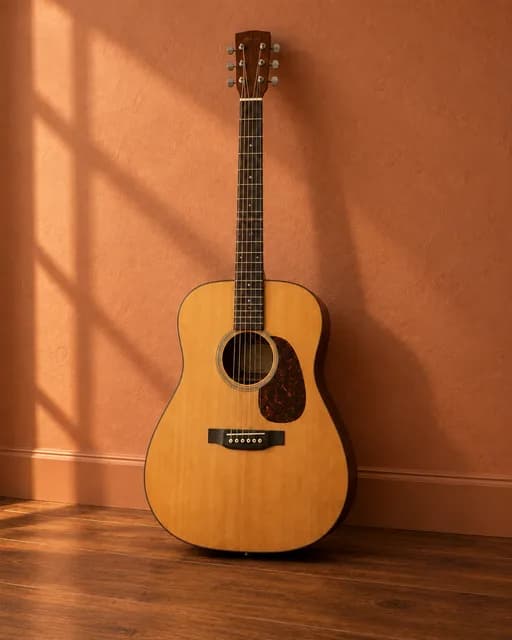 An acoustic guitar at home